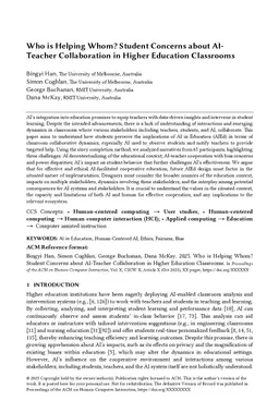 Who is Helping Whom? Student Concerns about AI- Teacher Collaboration in
  Higher Education Classrooms