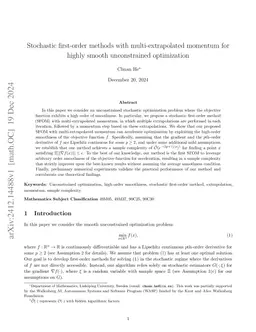 A stochastic first-order method with multi-extrapolated momentum for highly smooth unconstrained optimization
