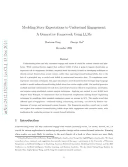Modeling Story Expectations to Understand Engagement: A Generative Framework Using LLMs