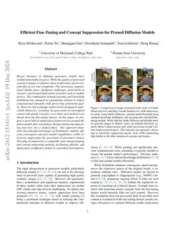 Efficient Fine-Tuning and Concept Suppression for Pruned Diffusion Models