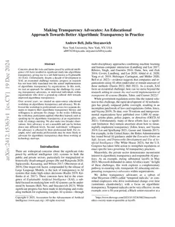 Making Transparency Advocates: An Educational Approach Towards Better
  Algorithmic Transparency in Practice