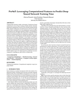 PreNeT: Leveraging Computational Features to Predict Deep Neural Network
  Training Time