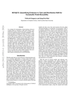 RESQUE: Quantifying Estimator to Task and Distribution Shift for
  Sustainable Model Reusability