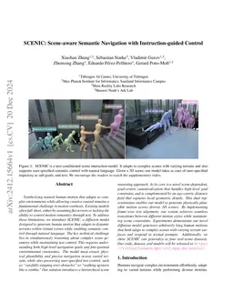 SCENIC: Scene-aware Semantic Navigation with Instruction-guided Control