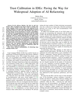 Trust Calibration in IDEs: Paving the Way for Widespread Adoption of AI
  Refactoring