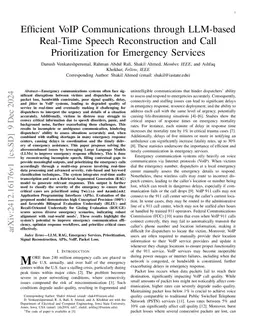 Efficient VoIP Communications through LLM-based Real-Time Speech
  Reconstruction and Call Prioritization for Emergency Services