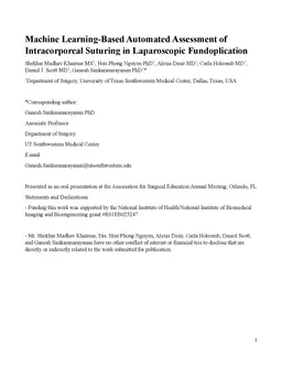 Machine Learning-Based Automated Assessment of Intracorporeal Suturing in Laparoscopic Fundoplication