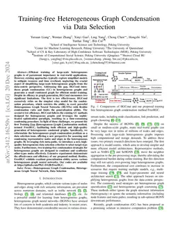 Training-free Heterogeneous Graph Condensation via Data Selection