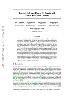 Towards Safe and Honest AI Agents with Neural Self-Other Overlap