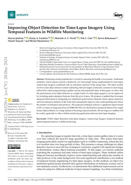 Improving Object Detection for Time-Lapse Imagery Using Temporal
  Features in Wildlife Monitoring