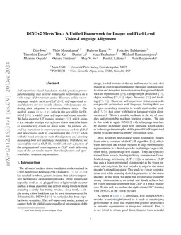 DINOv2 Meets Text: A Unified Framework for Image- and Pixel-Level
  Vision-Language Alignment