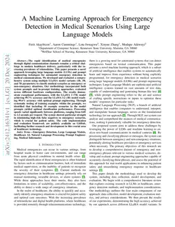 A Machine Learning Approach for Emergency Detection in Medical Scenarios
  Using Large Language Models