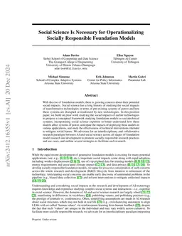 Social Science Is Necessary for Operationalizing Socially Responsible Foundation Models