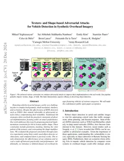 Texture- and Shape-based Adversarial Attacks for Overhead Image Vehicle Detection