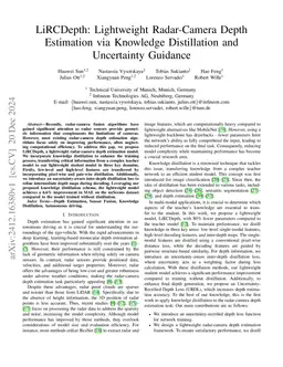 LiRCDepth: Lightweight Radar-Camera Depth Estimation via Knowledge
  Distillation and Uncertainty Guidance