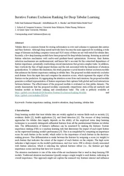 Iterative Feature Exclusion Ranking for Deep Tabular Learning