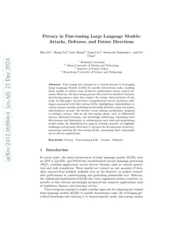 Privacy in Fine-tuning Large Language Models: Attacks, Defenses, and Future Directions