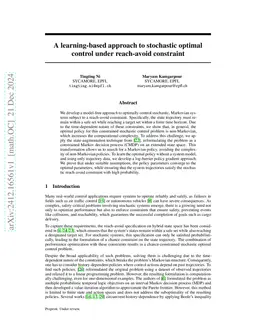 A learning-based approach to stochastic optimal control under reach-avoid constraint