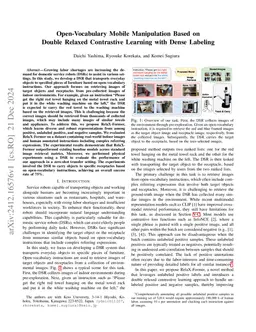 Open-Vocabulary Mobile Manipulation Based on Double Relaxed Contrastive
  Learning with Dense Labeling