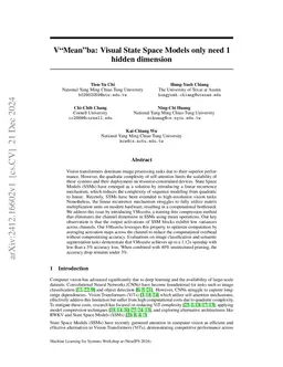 V"Mean"ba: Visual State Space Models only need 1 hidden dimension