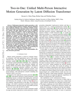 Two-in-One: Unified Multi-Person Interactive Motion Generation by Latent
  Diffusion Transformer