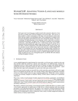 HyperCLIP: Adapting Vision-Language models with Hypernetworks