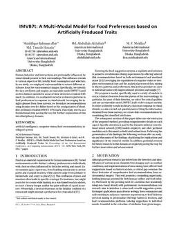IMVB7t: A Multi-Modal Model for Food Preferences based on Artificially Produced Traits