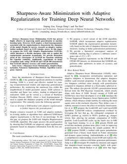 Sharpness-Aware Minimization with Adaptive Regularization for Training
  Deep Neural Networks