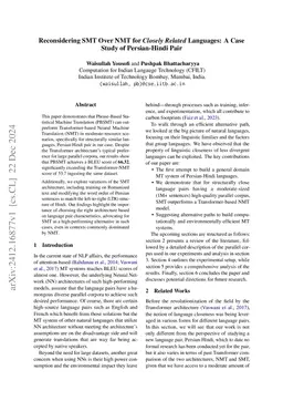 Reconsidering SMT Over NMT for Closely Related Languages: A Case Study
  of Persian-Hindi Pair