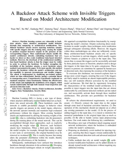 Backdoor Attack with Invisible Triggers Based on Model Architecture Modification
