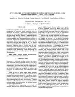 Speech-Based Depression Prediction Using Encoder-Weight-Only Transfer
  Learning and a Large Corpus