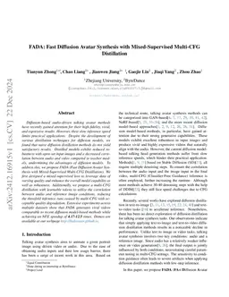 FADA: Fast Diffusion Avatar Synthesis with Mixed-Supervised Multi-CFG Distillation