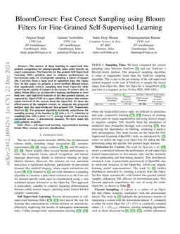 BloomCoreset: Fast Coreset Sampling using Bloom Filters for Fine-Grained
  Self-Supervised Learning