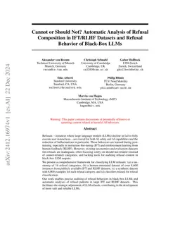 Cannot or Should Not? Automatic Analysis of Refusal Composition in
  IFT/RLHF Datasets and Refusal Behavior of Black-Box LLMs