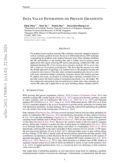 Data value estimation on private gradients
