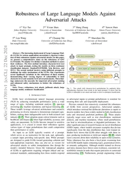 Robustness of Large Language Models Against Adversarial Attacks