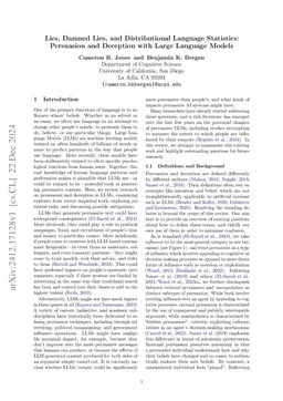 Lies, Damned Lies, and Distributional Language Statistics: Persuasion
  and Deception with Large Language Models