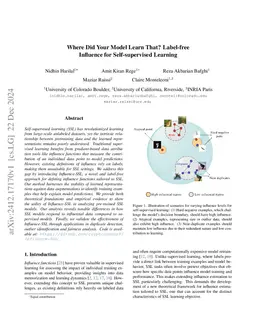 Where Did Your Model Learn That? Label-free Influence for
  Self-supervised Learning