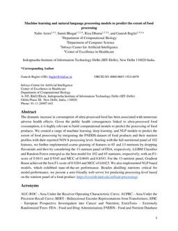 Machine learning and natural language processing models to predict the
  extent of food processing
