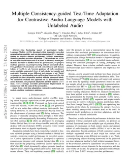 Multiple Consistency-guided Test-Time Adaptation for Contrastive
  Audio-Language Models with Unlabeled Audio