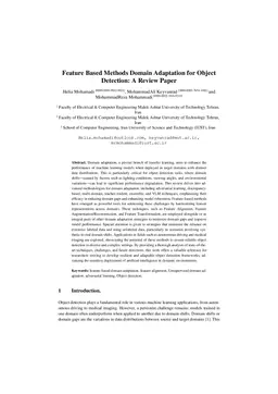 Feature Based Methods in Domain Adaptation for Object Detection: A Review Paper