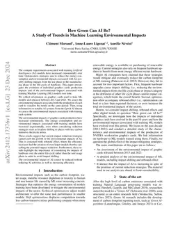 How Green Can AI Be? A Study of Trends in Machine Learning Environmental
  Impacts