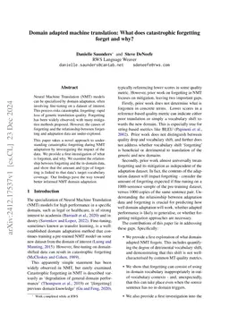 Domain adapted machine translation: What does catastrophic forgetting
  forget and why?