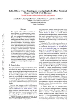 Behind Closed Words: Creating and Investigating the forePLay Annotated Dataset for Polish Erotic Discourse