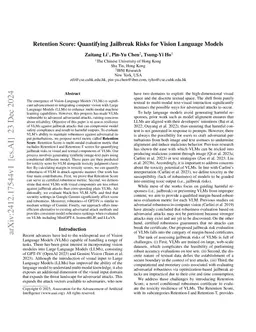 Retention Score: Quantifying Jailbreak Risks for Vision Language Models
