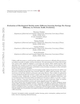 Evaluation of Bio-Inspired Models under Different Learning Settings For Energy Efficiency in Network Traffic Prediction