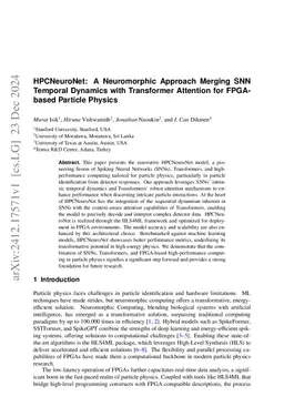 HPCNeuroNet: A Neuromorphic Approach Merging SNN Temporal Dynamics with
  Transformer Attention for FPGA-based Particle Physics