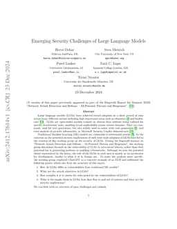 Emerging Security Challenges of Large Language Models