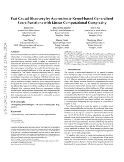 Fast Causal Discovery by Approximate Kernel-based Generalized Score Functions with Linear Computational Complexity