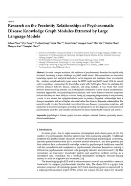 Research on the Proximity Relationships of Psychosomatic Disease
  Knowledge Graph Modules Extracted by Large Language Models